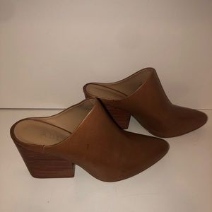 Tan leather mules